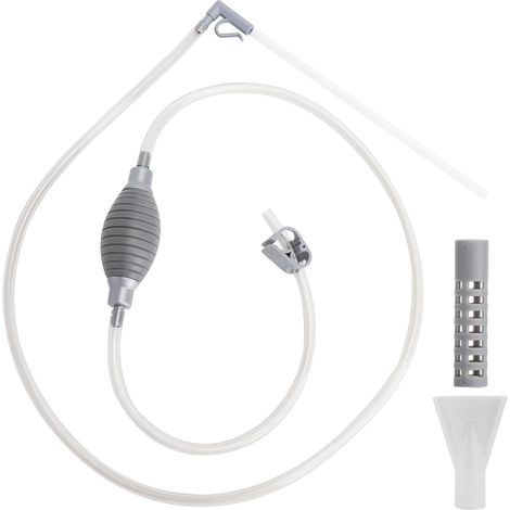 Aquarium-Pflegeset 1,9 m Manuelles Siphon-Wasserwechselset mit Luftpumpe, flexiblem PVC-Schlauch, Kiesabsauger, Fischfilter, Zubehör für kleine Aquarien ohne Stromanschluss