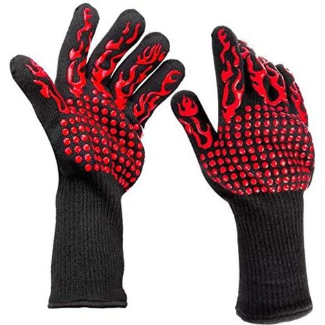 MINKUROW Guantes Para Parrilla, Resistentes Al Calor Guantes Para Horno Guantes Para Hornear Guantes De Cuero Para Parrilla Guantes Antideslizantes Para Horno Para Asar, Cocinar, Hornear Y Soldar (1/5)