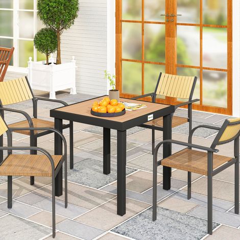 Table jardin plastique 78x78x74cm cadre aluminium étanche pour 4 personnes balcon terrasse patio noir.