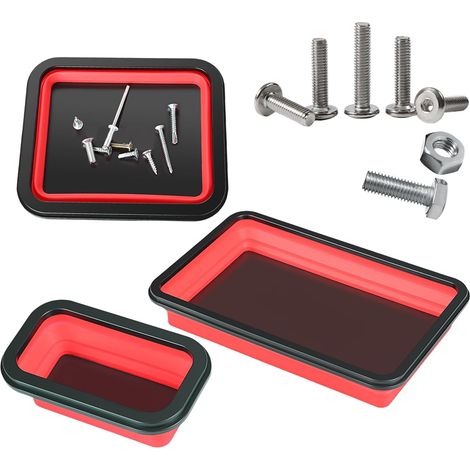 Bac Magnétique - Lot de 3 Porte-Pièces Magnétique de Rangement,Organisation D'outils Magnétique Pour Le Tri De Vis Et Écrous (1/5)
