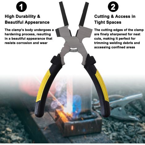 Porte-électrode multifonctionnel de 7 pouces pour soudage TIG/MIG, pince à souder pratique avec ouverture maximale de 34 mm