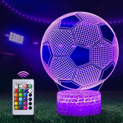 Veilleuse LED 3D avec télécommande, cadeau de football pour enfants, 16 couleurs, décoration de Noël pour anniversaire d'enfant, cadeau de communion pour enfants. (1/5)