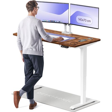 Desktronic Bureau assis debout HomePro - 140x70cm - Noyer/Blanc