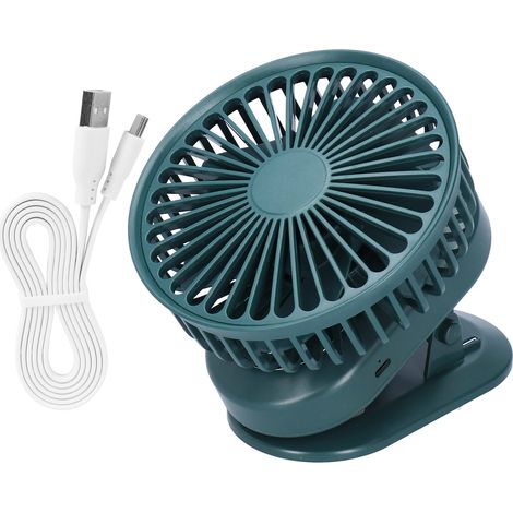 Ventilateur électrique portable à 3 vitesses, entièrement automatique, avec tête oscillante et chargement USB, idéal pour l'été (vert). (1/3)