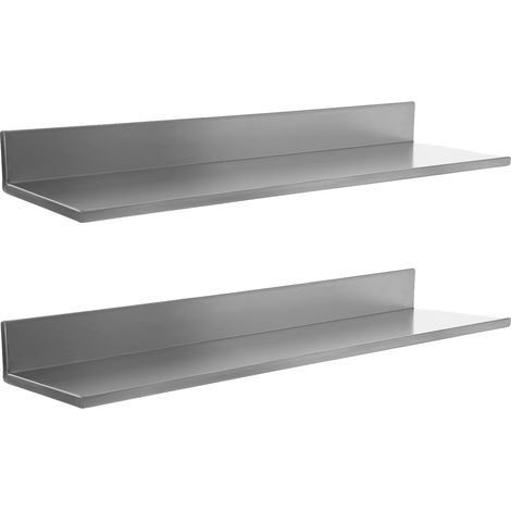 Estantería de almacenamiento, diseño para montaje en pared, acero inoxidable duradero, color plata. (1/2)