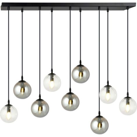 Lampada a sospensione COSMO in acciaio nero con sfere in vetro (1/3)