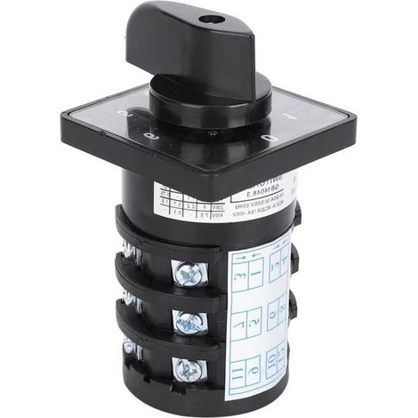 Hililand Commutateur inverseur 500V 20A Commutateur de Changement à Came 0-1-2-3-4-5-6 Verrouillage Type 7 Positions 12 Bornes (1/4)