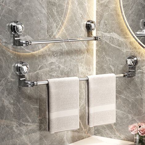 Porte-serviettes de 30 cm avec ventouse, porte-serviettes rétractable avec ventouse, porte-serviettes d'angle pivotant, étagère à chaussures, organisateur de salle de bain sans perçage, luxueux, convi (1/4)