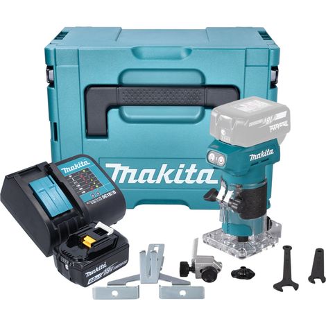 Makita DRT 52 SM1J Affleureuse sans fil 18 V 6 mm Brushless + 1x batterie 4,0 Ah + chargeur + Makpac