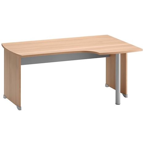 Bureau compact hêtre retour à droite L 160 cm piètement plein bois - Jazz (1/3)