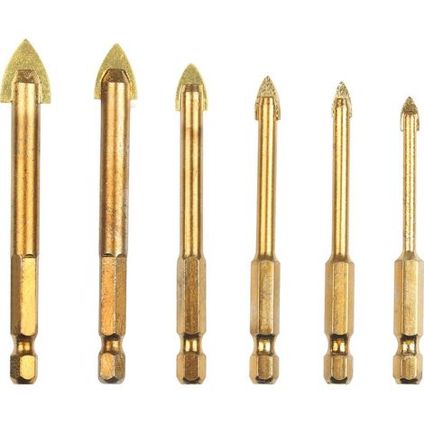 6pcs forets en céramique en alliage dur Dia 4/5/6/8/10/12mm 1/4″ ensemble de forets à tige hexagonale avec revêtement en titane outil de foret pour marbre verre béton (1/3)