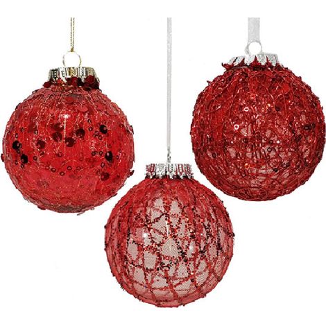 Palline rosse per Albero di Natale sfera palla 10 cm set 12 da Decorazioni natalizie addobbi (1/2)