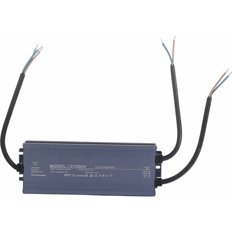 Bloc d'alimentation étanche IP67 transformateur pour éclairage LED 200W AC170-265V 12V 16.6A boîtier aluminium (1/5)