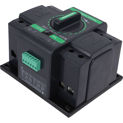 Commutateur de transfert automatique double alimentation 125 A 2P, 2 entrées/1 sortie, modes de commutation automatique et manuel, isolation de niveau PC (1/5)