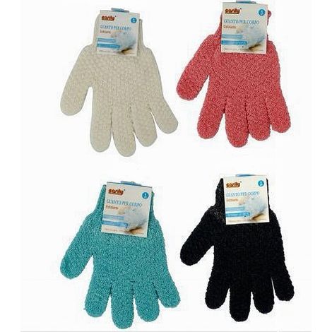 Cleafe - Set 3 Pz Guanto Doccia Bagno Massaggio Esfoliante Pelle Corpo Tinta Unita 79286 - (1/3)