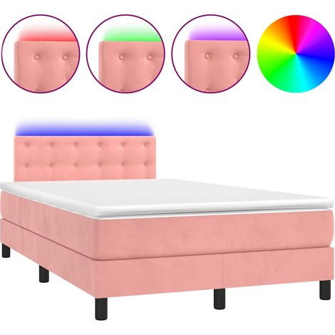 Maison Exclusive - Letto a Molle con Materasso e LED Rosa 120x200 cm in Velluto (1/5)