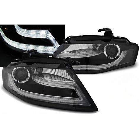 Paire de feux phares Audi A4 B8 de 2008 a 2011 Xenon Daylight DRL led noir-27361048 (1/4)