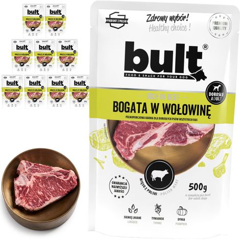 BULT Nassfutter für Hunde, Rindfleisch, Beutel, 10 x 500 g (1/2)