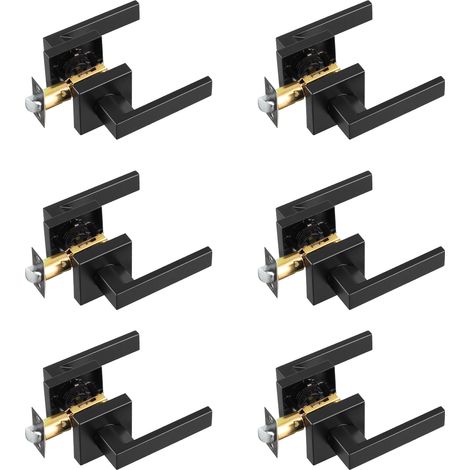 VEVOR Poignees de Porte Interieure 6 Paires, Poignee sans Serrure Bequille Reversible Droite-Gauche, Sans Verrouillage, Ouverture Facile par Rotation a 45°, pour Couloir Salon Cuisine Noir Mat