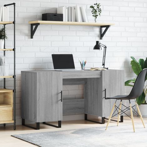 Bureau Informatique, Table de travail, Meuble de Bureau sonoma gris 140x50x75 cm bois d'ingénierie HYB54504 (1/5)