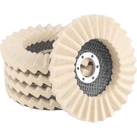 Lot de 5 disques de polissage 125 mm, 22,2 mm en feutre de laine, pour meuleuse d'angle, résistants à l'abrasion et collés en toute sécurité, pour le ponçage et le polissage de la peinture, de l'acier (1/5)