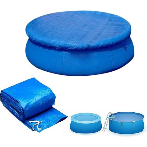 Bâche/protecteur de piscine hors sol ronde avec corde, bâche durable anti-poussière et coupe-vent (convient au diamètre 244cm) (1/5)