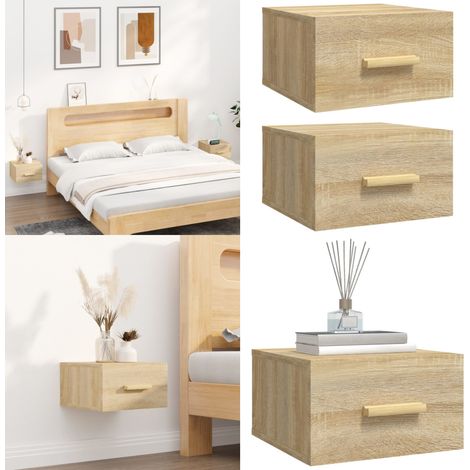 Tables de chevet murales 2 pcs chêne sonoma 35x35x20 cm - Table De Chevet Murale - Meuble De Chambre - Table De Nuit - Étagère Murale - Rangement Minimaliste - Home & Living (1/5)