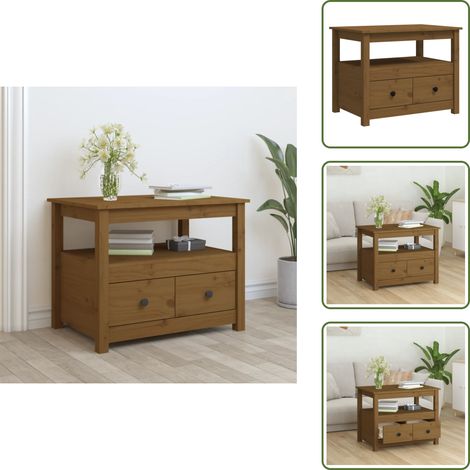 Table basse Marron miel 71x49x55 cm Bois massif de pin - Table Basse - Meuble TV - Table D'appoint - Table Ronde - Mobilier Salle Séjour (1/5)