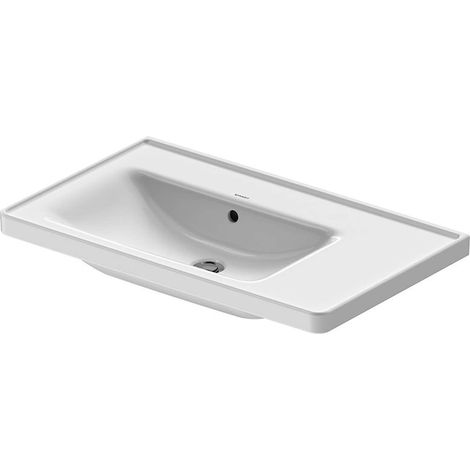 Duravit D-Neo meuble lavabo asymétrique, 800x480 mm, sans trou pour robinet, avec trop-plein, 236980006, Coloris: Blanc avec Wondergliss - 23698000601 (1/3)