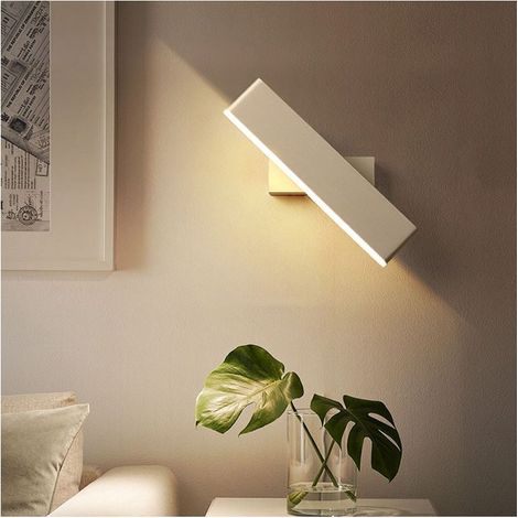QAZQA 6W Applique Murale LED Lampe Designe Créatif Luminaire Intérieur Rotation de presque 360 degrés lumière blanche chaude Lampe de Mur pour Chambre Salon Bureau Couloir (blanc) (1/4)