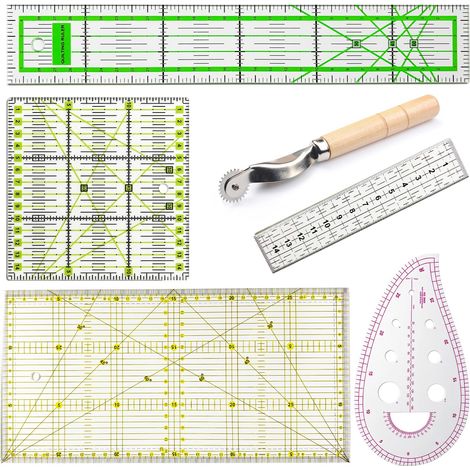 Lot de 6 Accessoires Couture Regle Couture pour Quilting Avec Roulette Coutures,Règle Courbe,Plusieurs Tailles( 3 x 15/5 x 30/15 x 15/15 x 30 cm), pour Travaux de Précision (1/5)