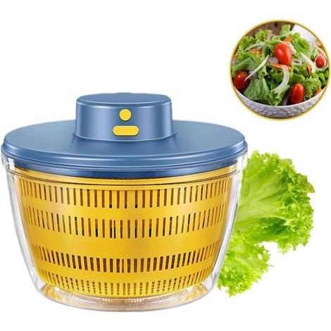 Essoreuse à Salade Automatique sans Fil USB 4000 ML Déshydrateur Automatique pour Fruits et légumes, saladier pour Servir, assèchement Rapide, ustensile de Cuisine dans Une Couleur Tendance (1/5)