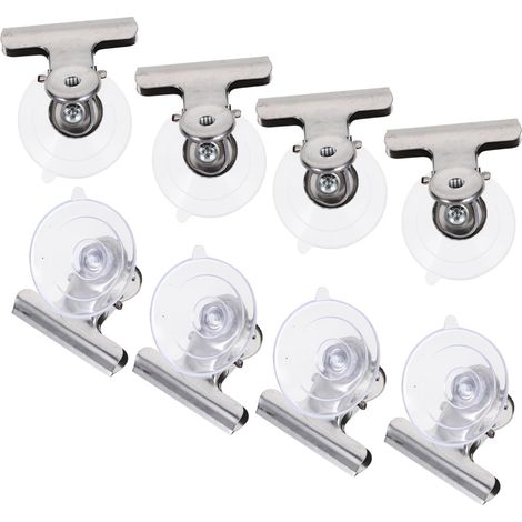 8 Pièces Lot de Clips Ventouse Puissants avec Pince Acier Inoxydable Support pour Affichage sur Fenêtres Facile à Utiliser Traces