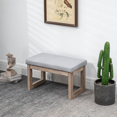 Repose-pieds en design Skandi - gris + naturel - tabouret - 68 cm x 38 cm x 42 cm - reposepied - Idéal