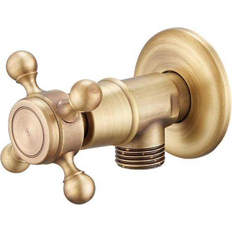 Robinet d'angle de style ancien pour robinet de salle de bain, vanne d'angle en laiton G1/2 pouce (1/2)