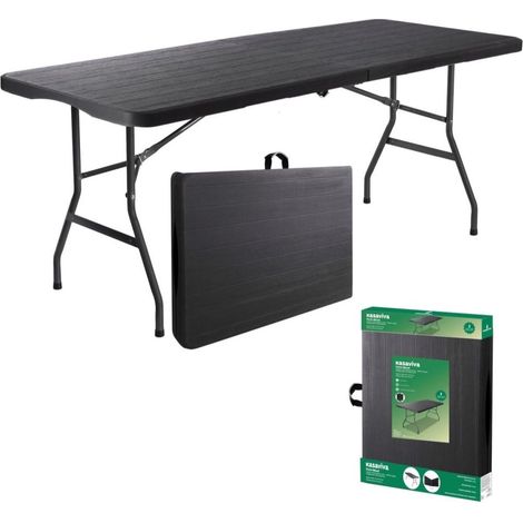 Tavolo da Giardino Pieghevole Antracite Effetto Legno 180 x 74 x 74 cm