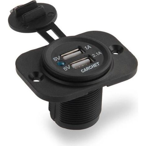Adaptateur de Prise d\'allume-cigare 2 Ports USB Chargeur 12V Pour Auto Voiture (1/4)