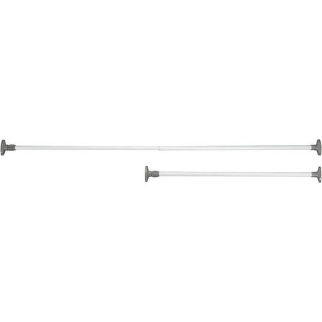 HERKULES Teleskop-Kleiderstange 80–145 cm, ausziehbare Kleiderstange, maßgefertigter Kleiderschrank, weißer Stahl, 8 x 80–145 x 4,5 cm