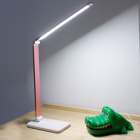 Lampe de Bureau LED, Lampes de Bureau Pour Enfants Noire Dimmable 5 Modes de Couleur , Contrôle Tactile Protection des Yeux, Avec Port USB-Noir (Pink) (1/5)