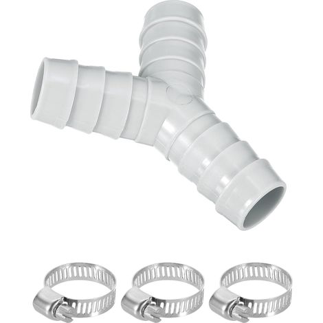 Raccord en Y pour tuyau de lave-linge, adaptateur pour tuyau d'évacuation de lave-vaisselle, raccord en plastique à trois voies avec 3 colliers de serrage pour balcons de salle de bain
