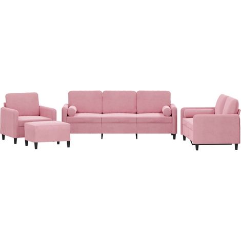 Maison Exclusive - Ensemble de canapés 4 pcs avec coussins rose velours (1/5)