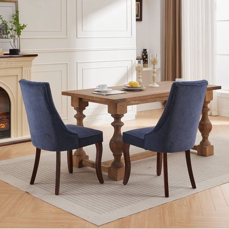 chaise salle a manger lot 2 dossier haut chenille bleue OKMYHOME (1/5)