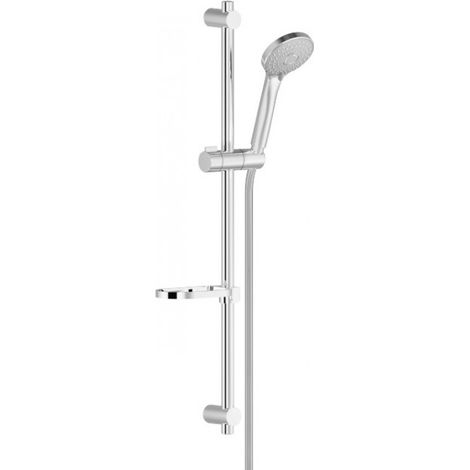 Nobili – Tige murale pour douche en laiton chromé – Douchette 3 jets – Support coulissant orientable – Fixation réglable pour surfaces variées (1/5)
