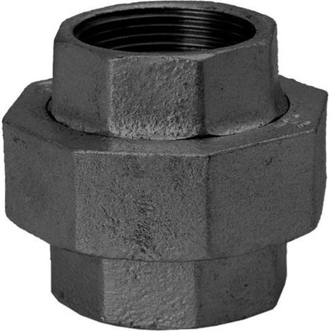 Hermann Schmidt Temperguss 330 Verschraubung 14330050 DN 50, 2", flach dichtend, IG/IG, schwarz