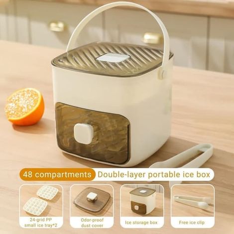 BelleRise - Moule à glaçons avec plateau et boîte de rangement, 48 glaçons réutilisables pour boissons et café, idéal pour la maison (1/5)