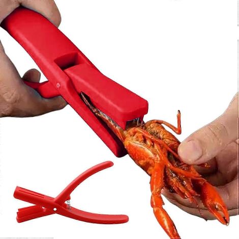 Outil pour décortiquer les écrevisses, éplucheur d'écrevisses, outil pour fruits de mer, décortiqueur d'écrevisses, éplucheur de crevettes, éplucheur d'écrevisses (rouge, 1 pièce) (1/5)