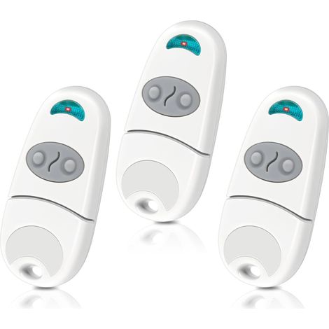Fernbedienung für Garagentor und Einfahrtstor, 2 Kanäle, 433,92 MHz, kompatibel mit 433-MHz-Fernbedienungen (EV, NA, EE), 3er-Pack – Weiß (1/5)