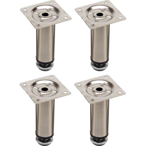 Cyclingcolors – Pied de meuble ajustable 4x – Base ronde Ø30mm en acier chrome poli – Hauteur 100mm, ajustable jusqu'à +13mm – Capacité 20-25kg