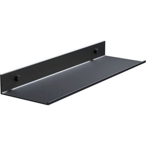 Étagère murale sans perçage 20cm noire en métal, étagère flottante pour salle de bain, douche, cuisine, salon et bureau (1/4)