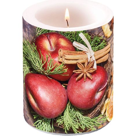 Bougie décorative pommes et cannelle noël